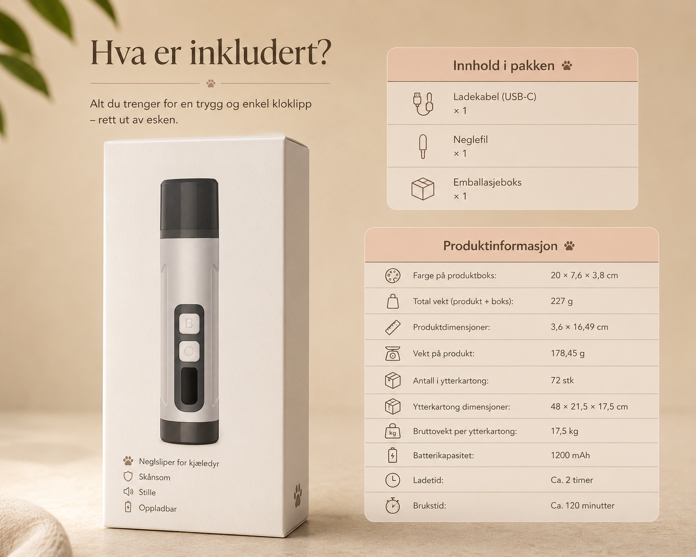 Elektrisk klosliper for katt og hund – skånsom og presis klopleie