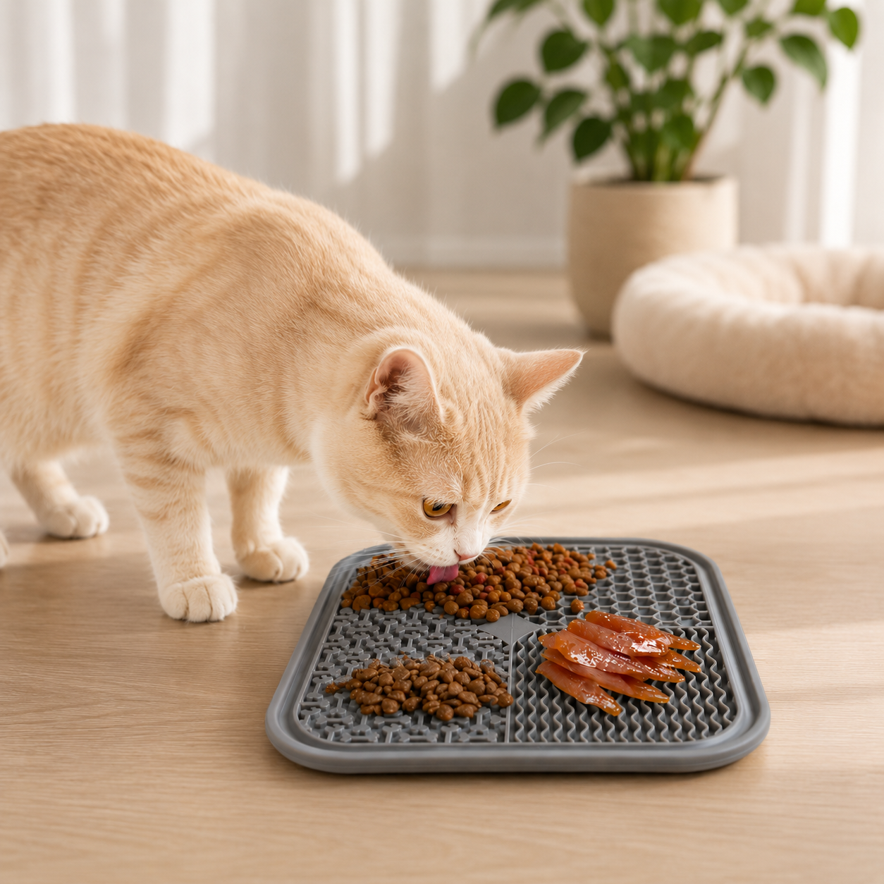 Slikkematte med sugekopper – roligere måltider for katt og hund