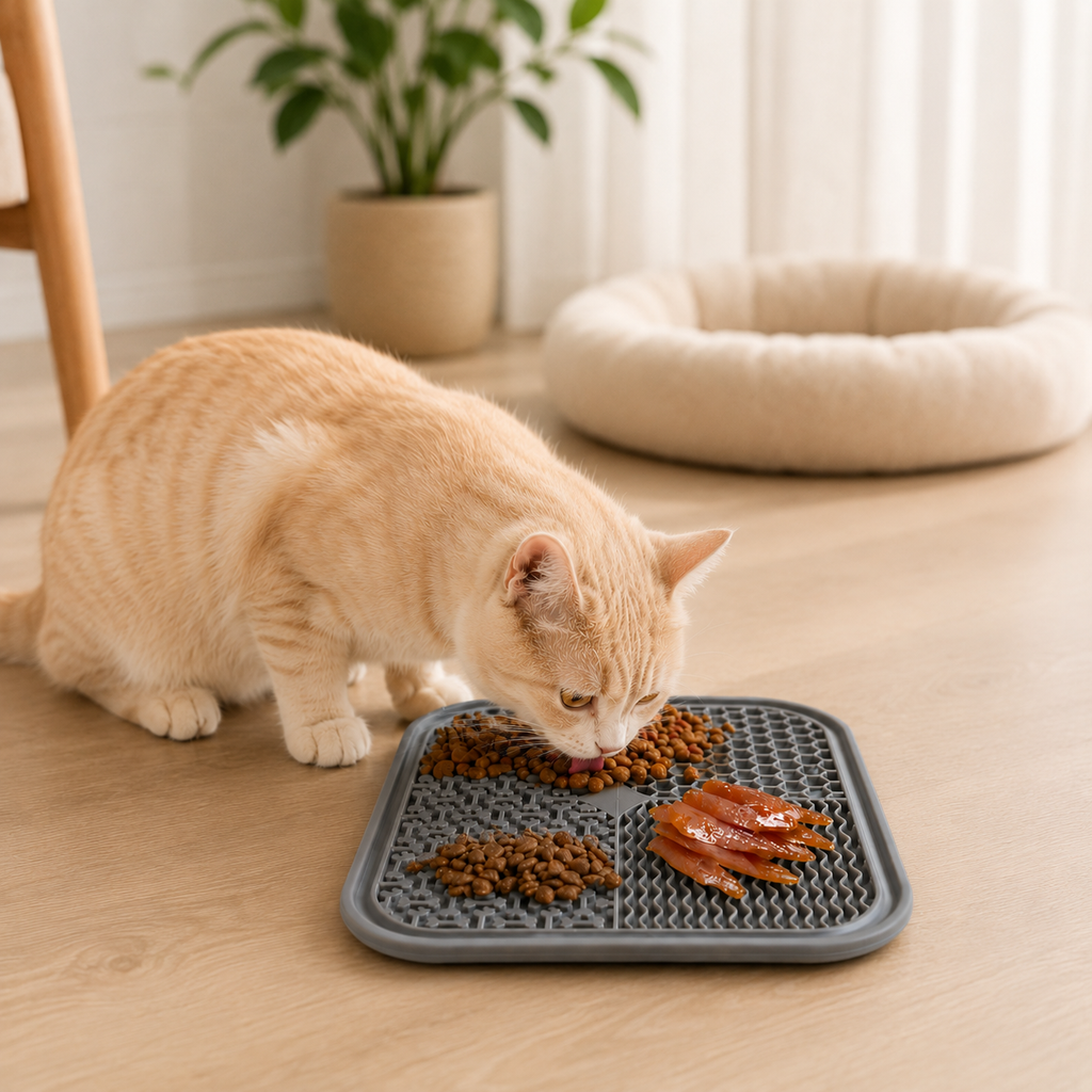 Slikkematte med sugekopper – roligere måltider for katt og hund